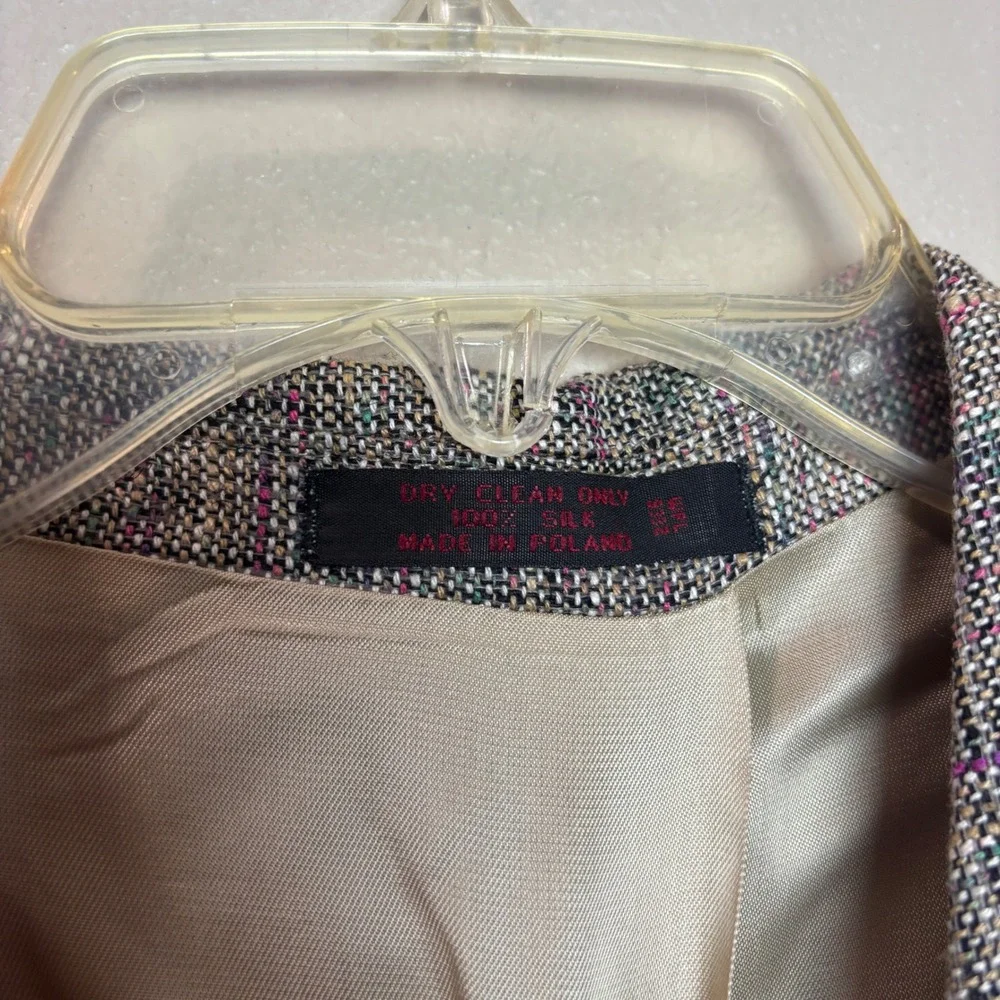 John Weitz Sport Coat Mens 44R Grey Multi 100% Silk Tweed Confetti Blazer Jacket